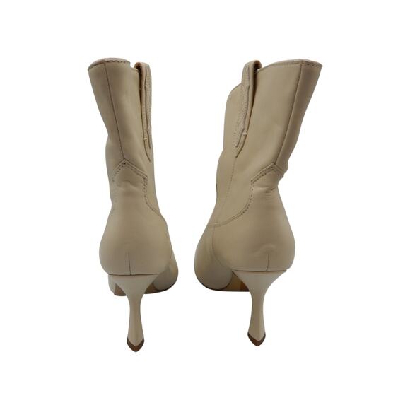 Sam Edelman Moe Leather Pointed Toe Heeled Western Boots Ankle Booties Ivory 7.5 - Picture 3 of 7